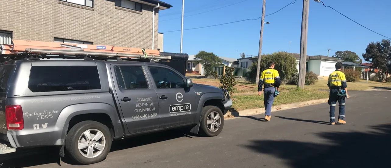 Empire electricians arriving at a Sydney home for a service call